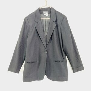 Sag Harbor Gray One Button Women's Long Blazer with Pockets 3130